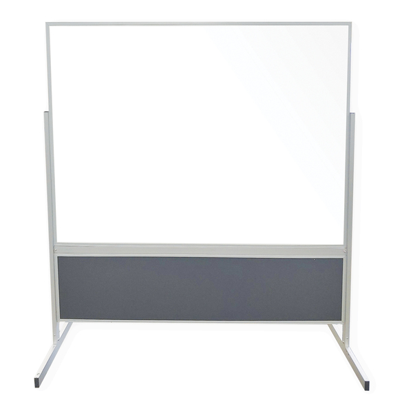 Ghent 2-Sided Magnetic Porcelain Whiteboard, Ebony Vinyl Tackboard, 6'Hx6'W FPM1M166-183